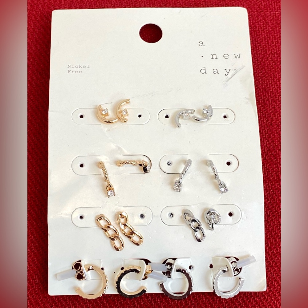 ⚡️3/$20 a new day 8 pair Silver Gold Drop Earrings Set